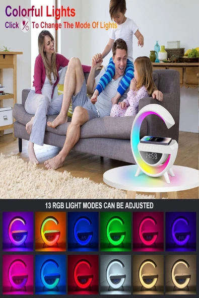 Kablosuz Şarjlı Taşınabilir Bluetooth Hoparlör 7 Renk RGB Işıklı Bass Ses Bombası Parti Işığı - 3