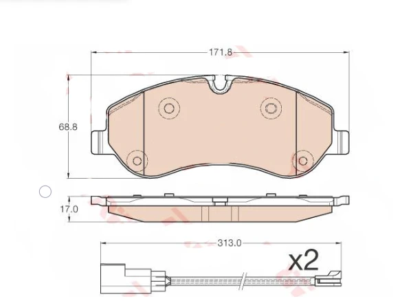 TRW GDB1967 Ön Fren Balatası Transit Custom V362- V363 (Arka Tek Teker) ürün görseli