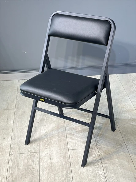 Buse Çalışma Masası Ofis Bilgisayar Masası + Katlanır Sandalyeli 103 cm Metal Siyah Ayak - Resim 4