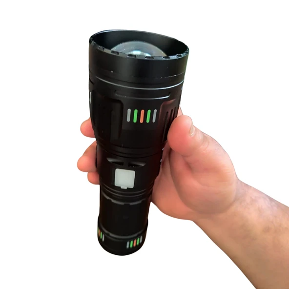 ARWOAN Şarjlı LED El Feneri Seti Güçlü ve Uzun Menzilli Profesyonel El Feneri + 4 Yedek Pil - 3