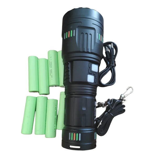 ARWOAN Şarjlı LED El Feneri Seti Güçlü ve Uzun Menzilli Profesyonel El Feneri + 4 Yedek Pil - 4