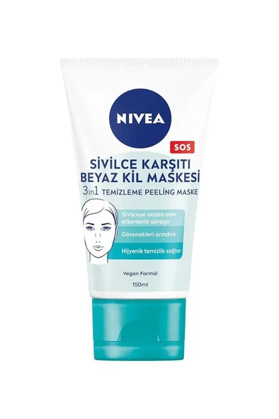 Nivea Sos 3 in 1 Sivilce Karşıtı Beyaz Kil Maskesi 150 ML