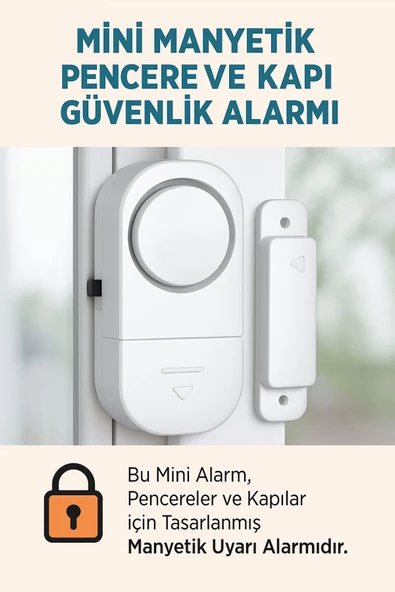 Mini Manyetik Kapı ve Pencere Güvenlik Alarmı Kablosuz Kolay kurulum Ev Giriş Koruma Sistemi