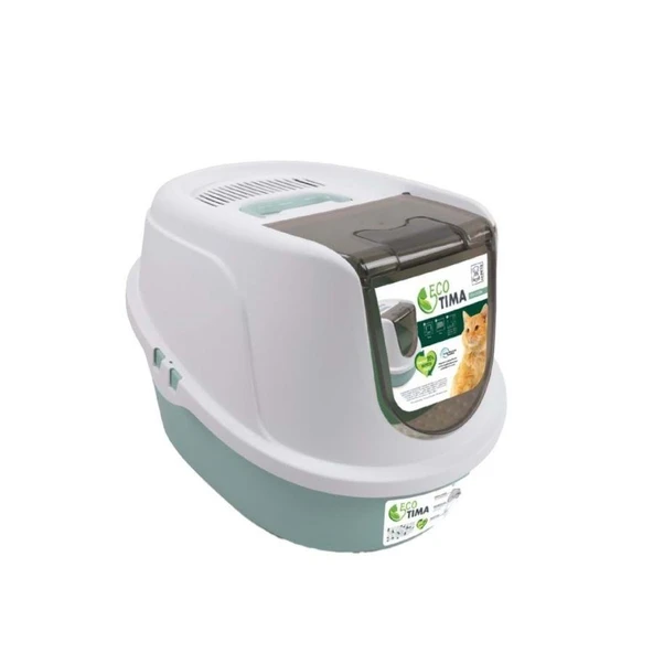 M-Pets Eco Tıma Kapalı Kedi Tuvaleti M 52,3x39,7x38 CM Yeşil ürün görseli