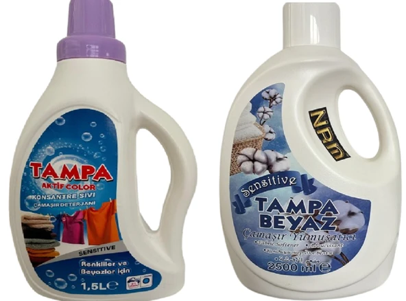 TAMPA NRM Beyaz Aktif Color Sensitive Çamaşır Seti. Deterjan ve Yumuşatıcı . ürün görseli