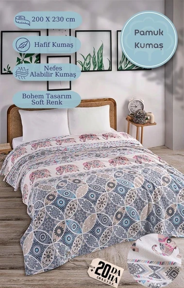 Çift Kişilik Baskılı Pike Yatak Örtüsü Daisy 200x230 cm - 1