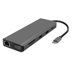 Hytech HY-USBC32 4K-2K Ultra HD Gri Metal 5x USB2.0-USB3.0 100M RJ45 PD, TypeC Data, ö - 3