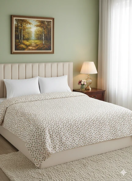 Çift Kişilik Baskılı Pike Yatak Örtüsü Daisy 200x230 cm - Resim 10