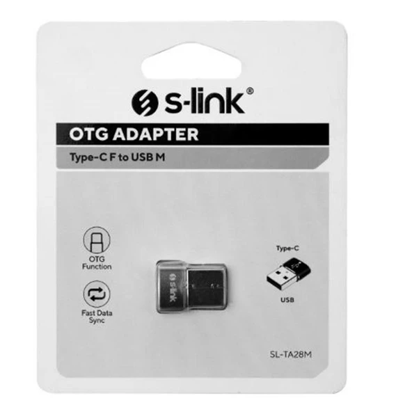 S-link SL-TA28M Siyah Type C F to USB M Metal Gövdeli OTG Çevirici - 1