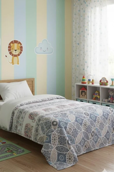 Tek Kişilik Baskılı Pike Koltuk Örtüsü Breeze 180x230 cm - Resim 5