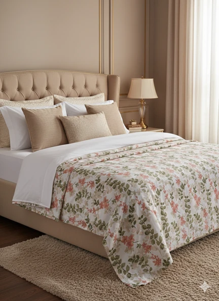 Çift Kişilik Baskılı Pike Yatak Örtüsü Daisy 200x230 cm - Resim 2