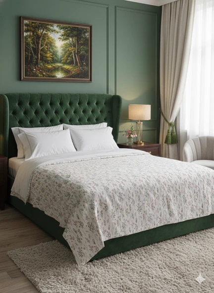 Çift Kişilik Baskılı Pike Yatak Örtüsü Daisy 200x230 cm - Resim 9