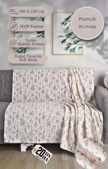 Tek Kişilik Baskılı Pike Koltuk Örtüsü Breeze 180x230 cm - 11