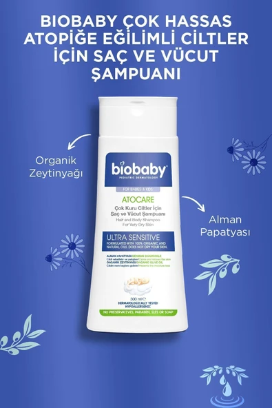 Biobaby Atocare Çok Kuru Ciltler İçin Saç Ve Vücut Şampuanı 300 ml - Resim 3
