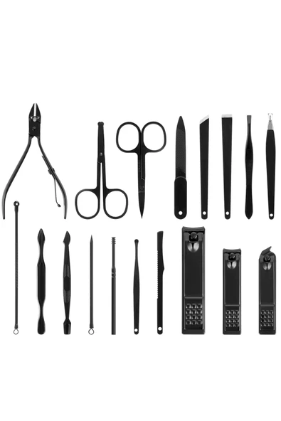 Paslanmaz Çelik 18in1 Manikür Pedikür Seti Profesyonel Tırnak Bakım Seti Çelik Tırnak Kesici - 3