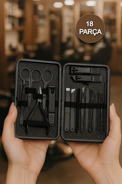 Paslanmaz Çelik 18in1 Manikür Pedikür Seti Profesyonel Tırnak Bakım Seti Çelik Tırnak Kesici