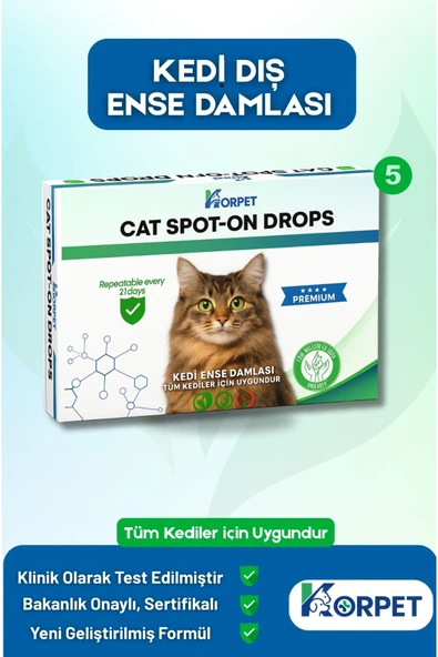 Kediler için Dış Ense Serumu 5'li Bitkisel Parazit Cilt Tüy Damlası ürün görseli