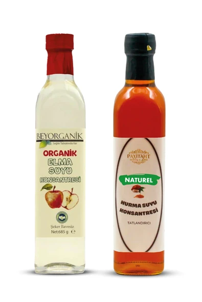 ELMA SUYU KONSANTRESİ 685ML ve PAYİTAHT HURMA TATLANDIRICI SAF HURMA SUYU KONSANTRESİ 700 GR