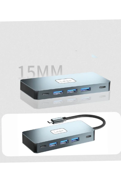 Alüminyum USB Çoklayıcı Type C Hub HDMI x2 USB 3.0 x3 PD 100W Çoklu Bağlantı Dönüştürücü 7 IN1 - 3