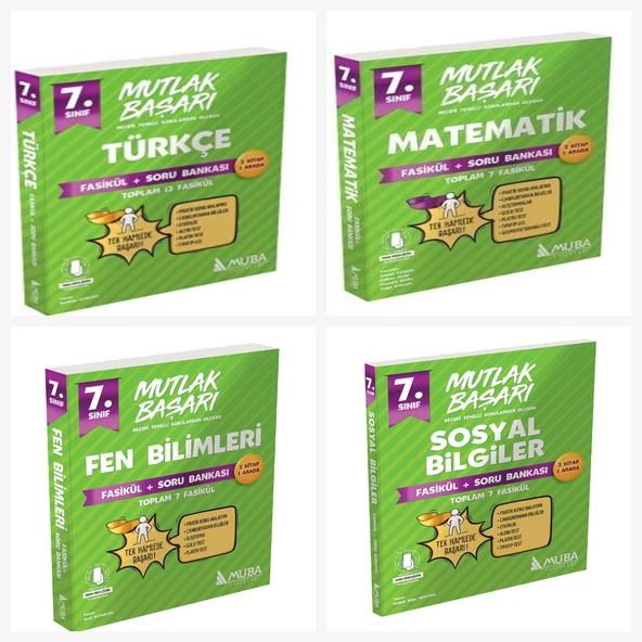 Muba 7. Sınıf Türkçe & Matematik & Fen & Sosyal Fasikül + Soru Bankası Set - 1