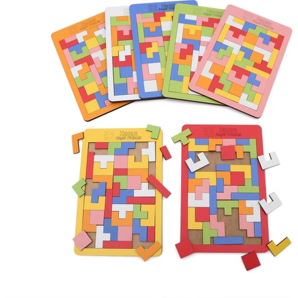 43 Parça Toys Ahşap Eğitici Geliştirici Oyuncak Blok Tetris Zeka Oyunu - 2