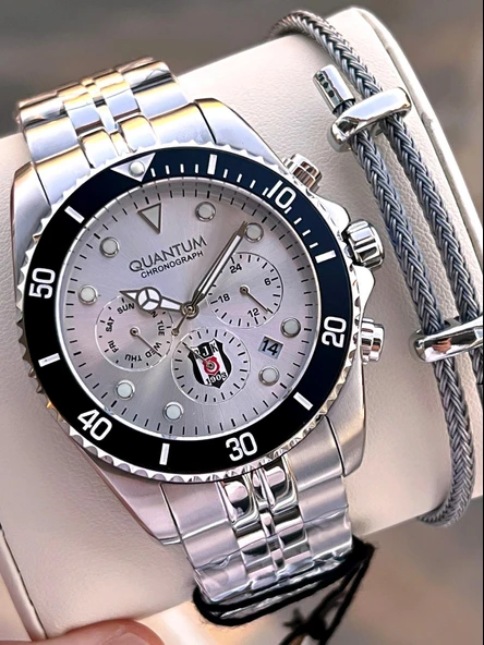 Quantum Beşiktaş Lisanslı İtalyan Tasarım Bileklik Hediyeli 10 Atm Taraftar Kol Saati EBJK1089.330 ürün görseli