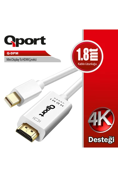 Qport 1.8M MİNİ DISPLAYPORT TO HDMI KABLO (Q-DPM) - 1
