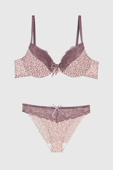 Mor Flower Touch Sütyen Külot Takımı - Resim 4