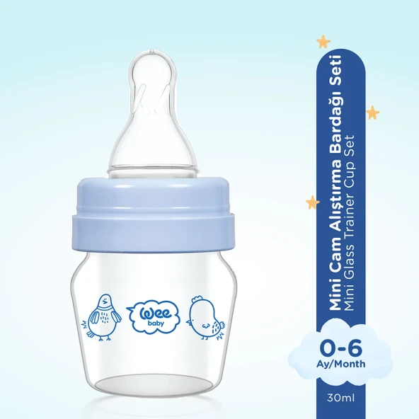 Wee Baby Mini Cam Alıştırma Bardağı Seti 30 ml - Mavi - 2