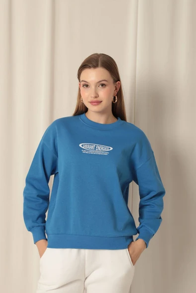 Üç İplik Uıbrant Energıes Baskılı Kadın Mavi Sweat ürün görseli
