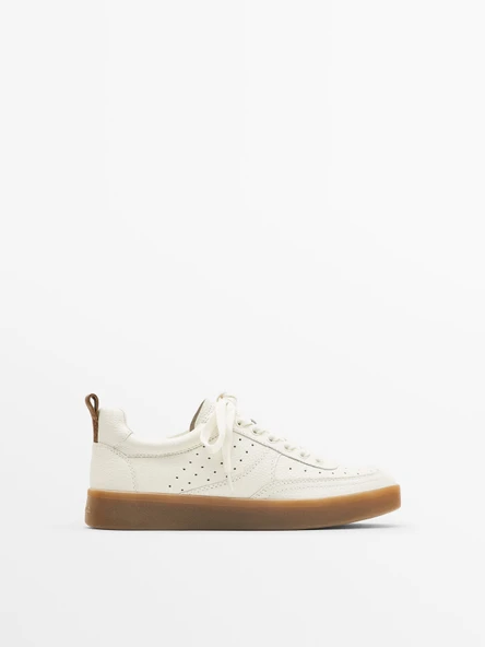 Massimo Dutti Krem Renkli Floater Deri Spor Ayakkabı ürün görseli 1