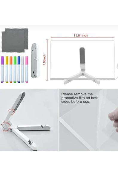 12 Inc Led Işıklı Çizim Tahtası Ayarlanabilir Stant Ve Kalemleri İle - Resim 6