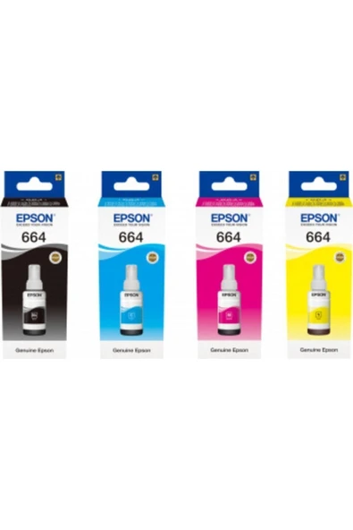EPSON T664-T6641-T6642-T6643-T6644 L365 Uyumlu 4 Renk Mürekkep Kartuş Takımı 70Ml*4 ürün görseli 1