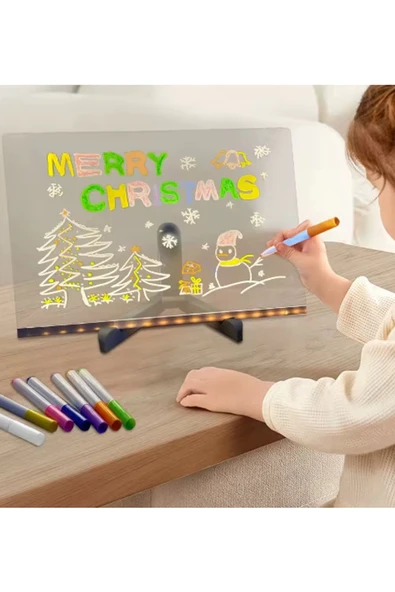 12 Inc Led Işıklı Çizim Tahtası Ayarlanabilir Stant Ve Kalemleri İle - Resim 4
