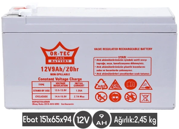 12 V 9 AHM KURU AKÜ ürün görseli