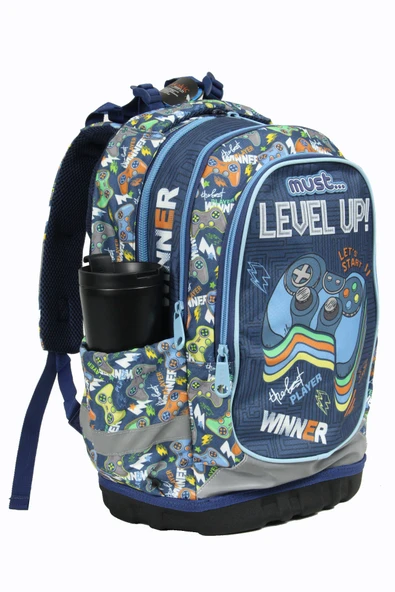 MUST 585192 Level Up Çift Cepli İlkokul Sırt Çantası-Siyah - 3
