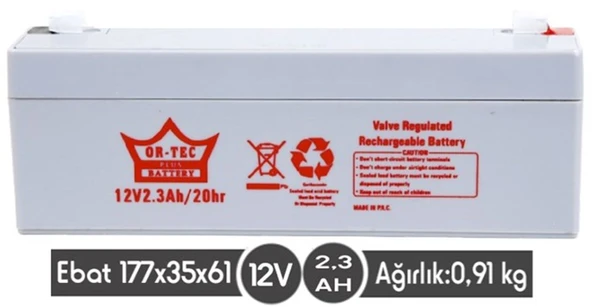 12 V 2,3 AHM KURU AKÜ