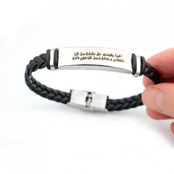 Pigado Örgü Kordon Nazar Dualı Çelik Erkek Bileklik - 3