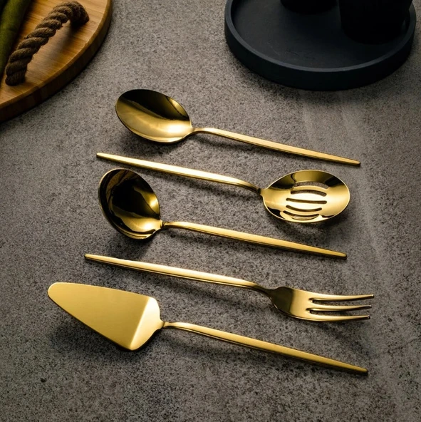 Fecra Pure 5 Parça Servis Seti Gold - 4