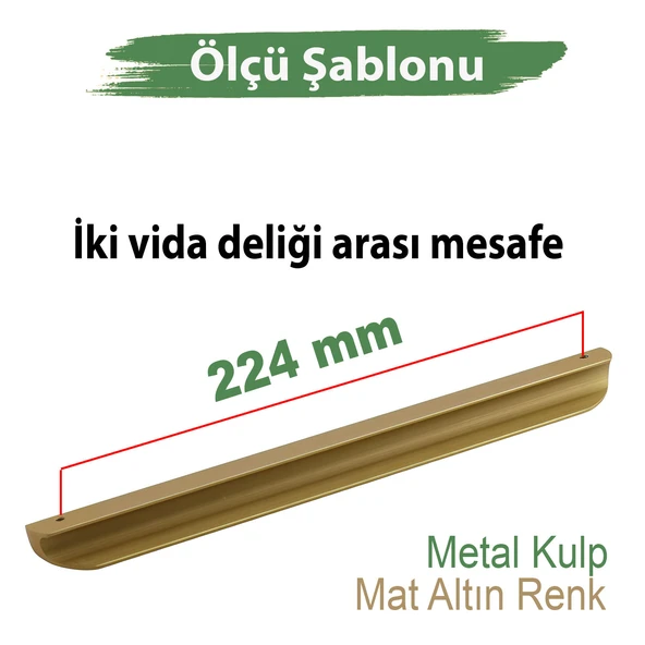 Fırat 224 mm Mat Gold Altın Kulpu Metal Mobilya Çekmece Mutfak Dolap Kapak Kulpları Kulbu Dolabı - Resim 7