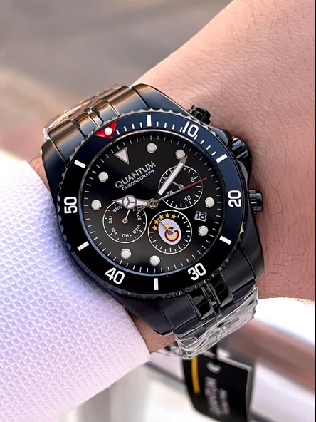 Quantum Galatasaraylı Lisanslı İtalyan Tasarım Bileklik Hediyeli 10 Atm Taraftar Kol Saati EGS1090.650 - Resim 3