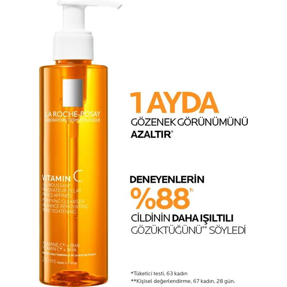 La Roche Posay C Vitamini İçerikli Işıltı Veren Yüz Temizleme Jeli 200 ml - Resim 3