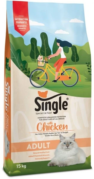 Single Tavuklu Yetişkin Kedi Maması 15 Kg ürün görseli