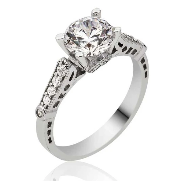 Gümüş Tek Taş Bayan Yüzük ürün görseli