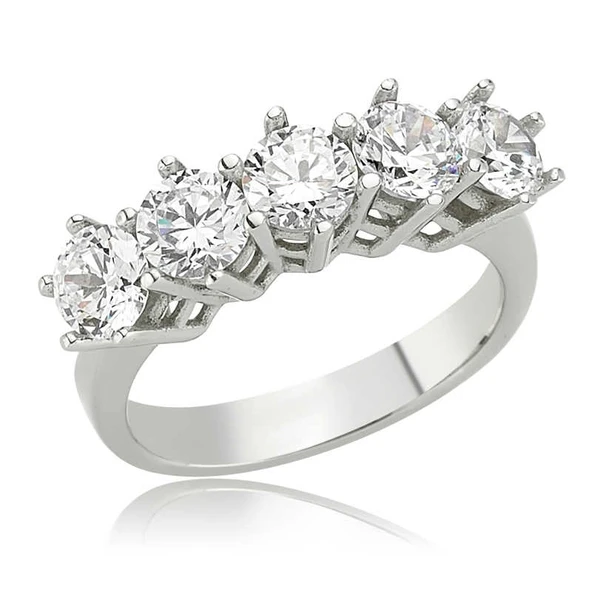 Gümüş 5 Taş Bayan Yüzük ürün görseli