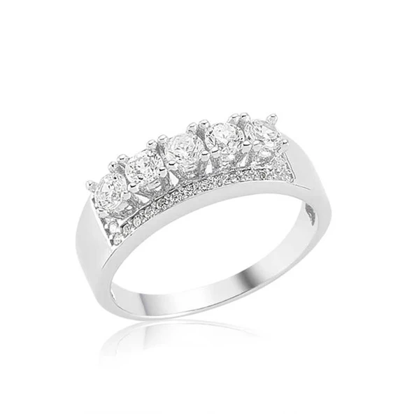 Gümüş 5 Taş Bayan Yüzük ürün görseli