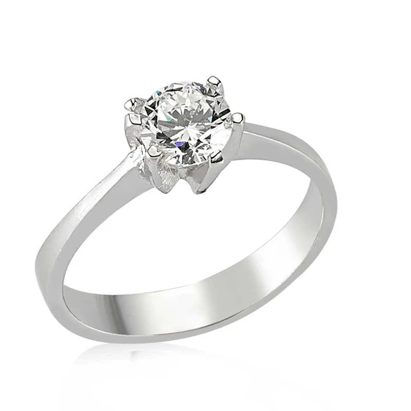 Gümüş Tek Taş Bayan Yüzük ürün görseli