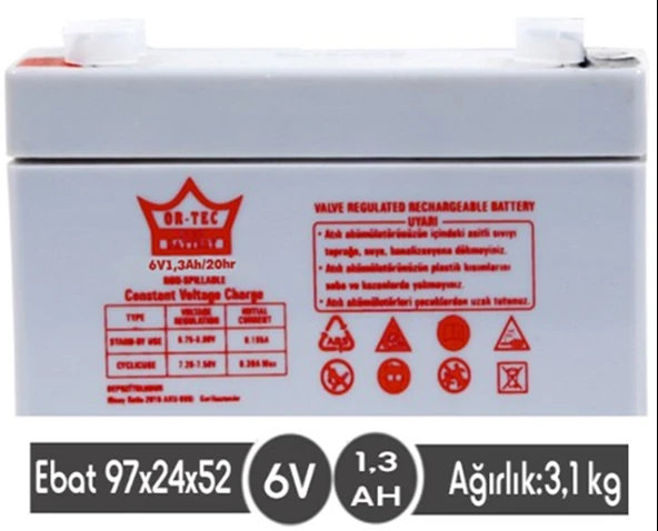6 V 1,3 AHM KURU AKÜ