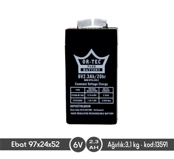 6 V 2,3 AHM KURU AKÜ