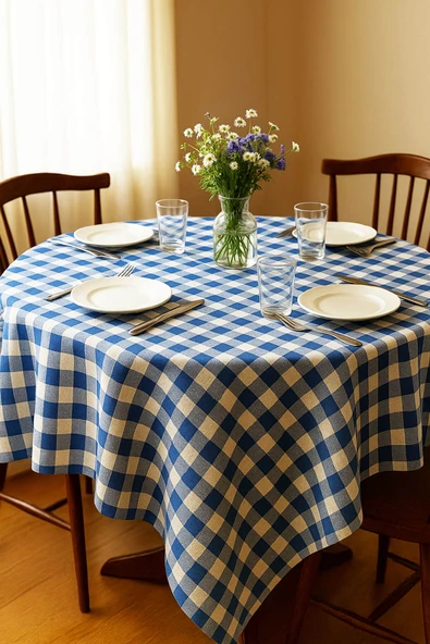 Mira Home Kareli Masa Örtüsü Sofra Bezi 160X160 Cm Happytime - 11